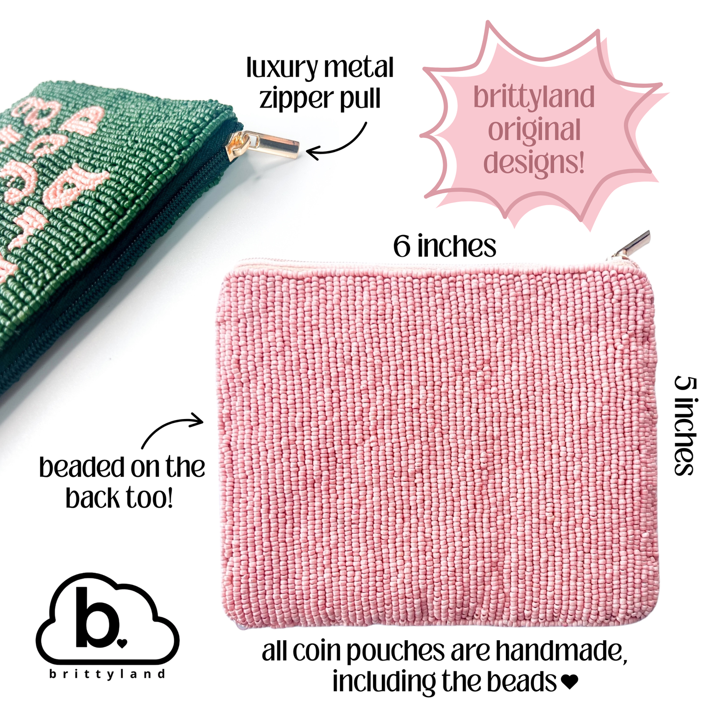 XL Beaded Coin Purse - Tipsy Sayings - Coin Pouch