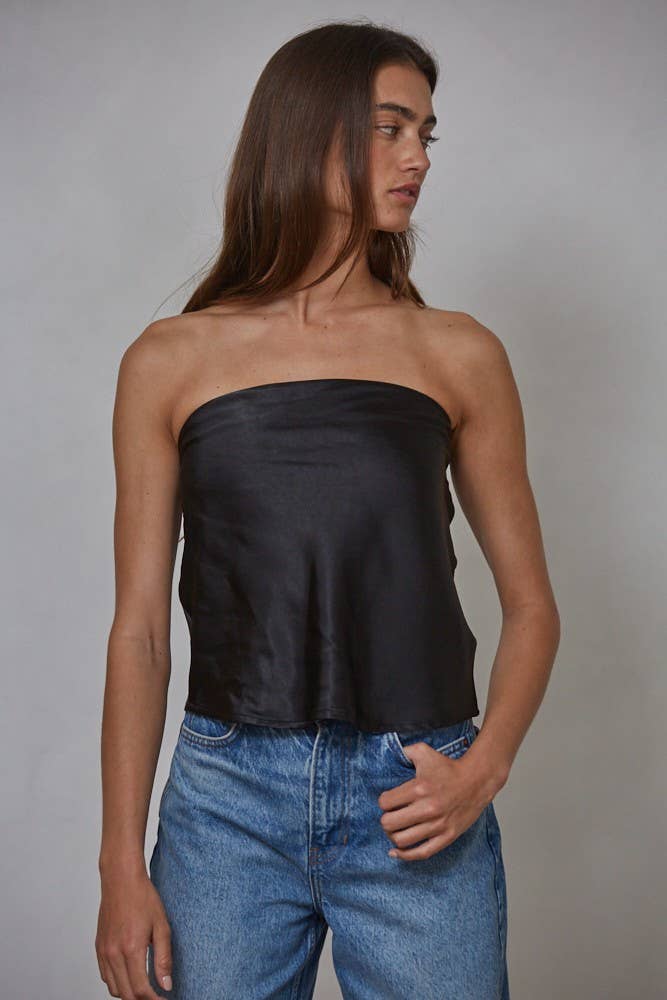 Polyester Spandex Satin Tube Top