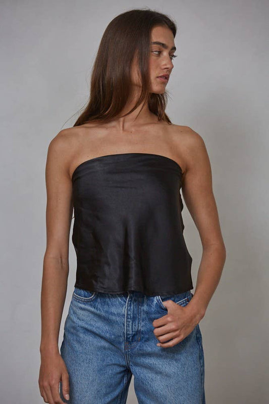 Polyester Spandex Satin Tube Top