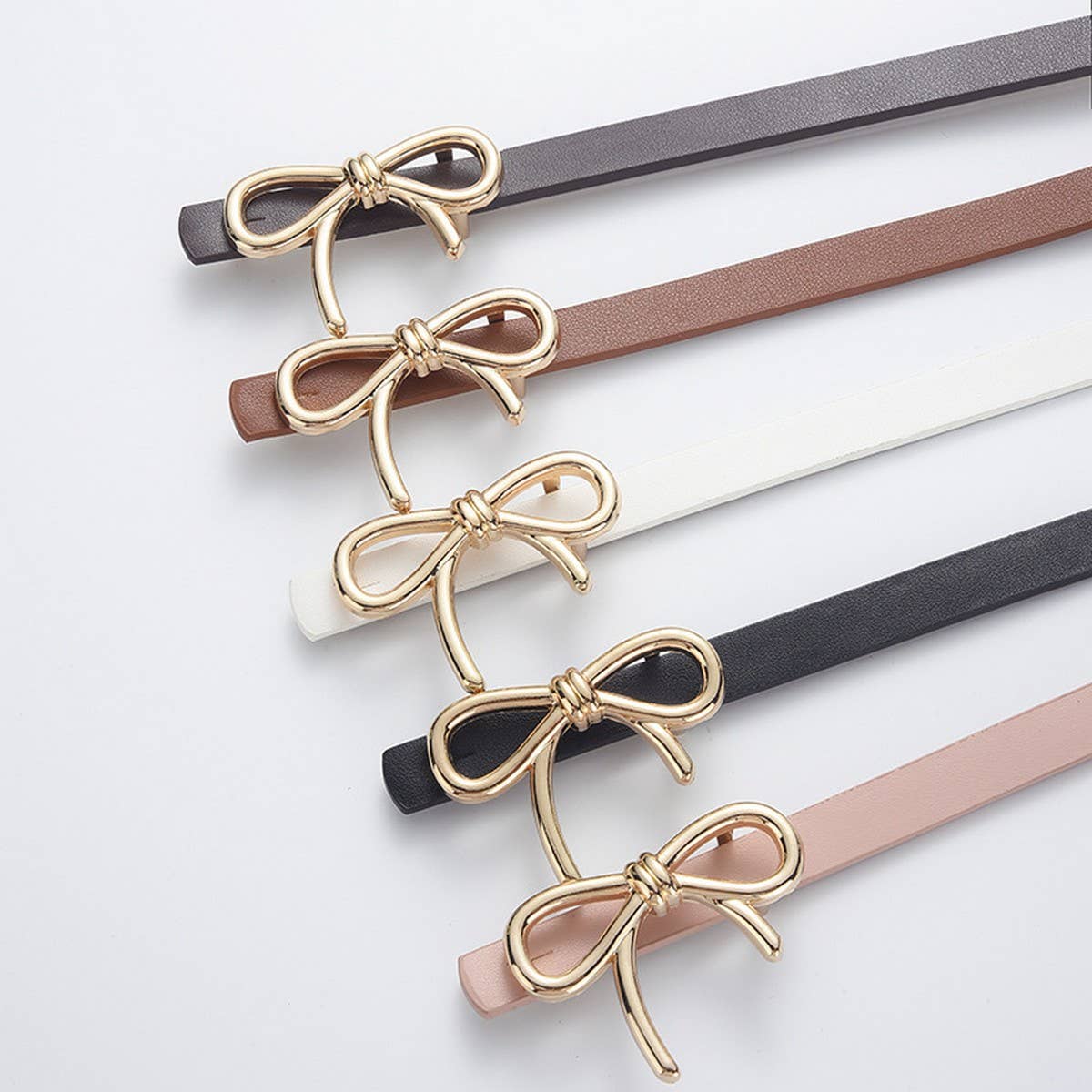 Bow PU Leather Skinny Belt | Elegant Waist Cinche