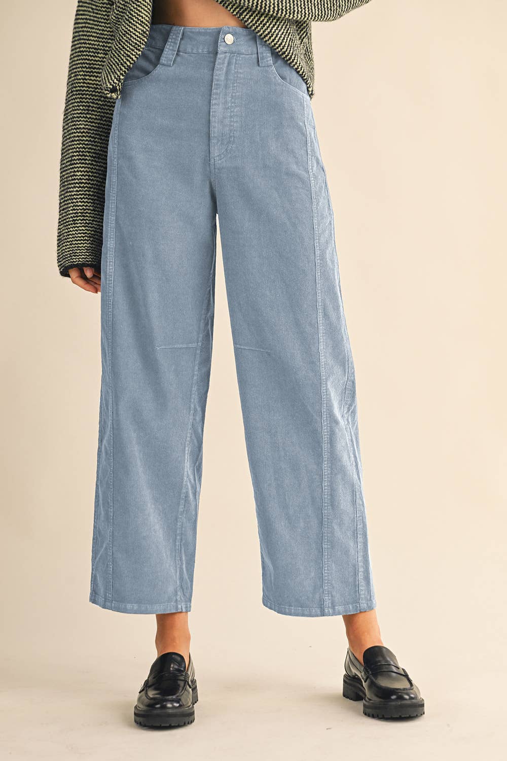 CORDUROY HIGH WAIST WIDE LEG PANTS MP4263