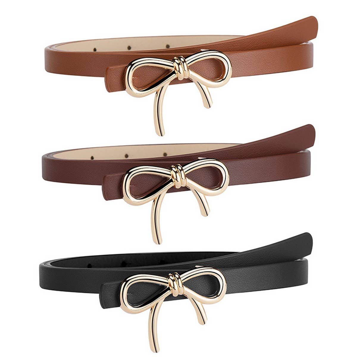 Bow PU Leather Skinny Belt | Elegant Waist Cinche