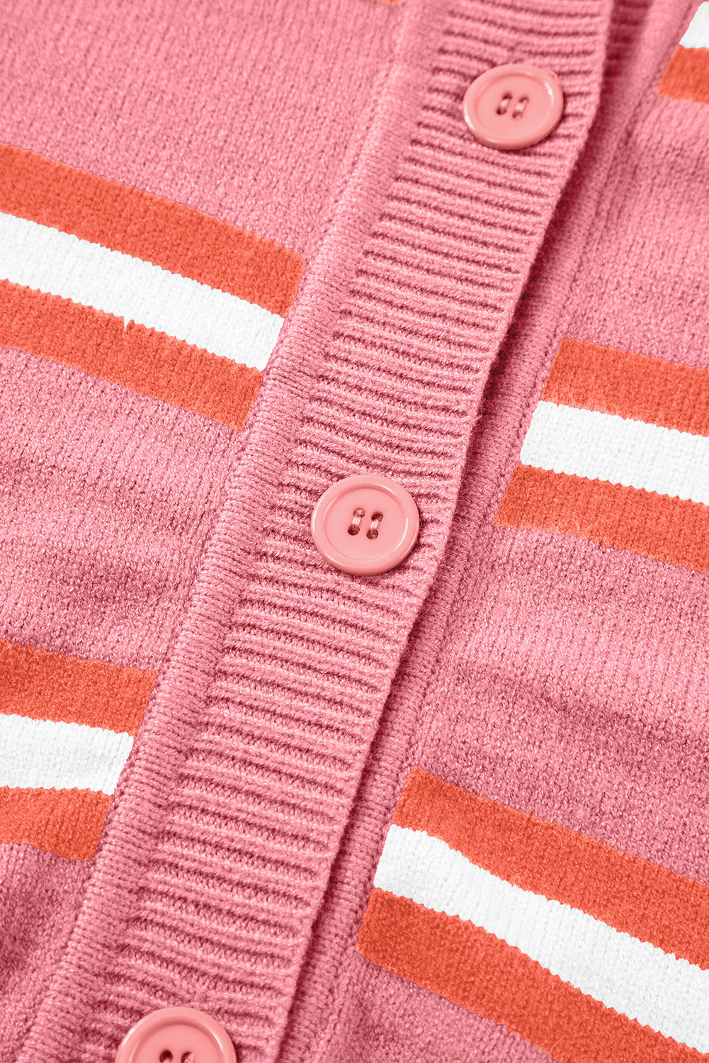 Pink Stripe Button-up Short Cardigan