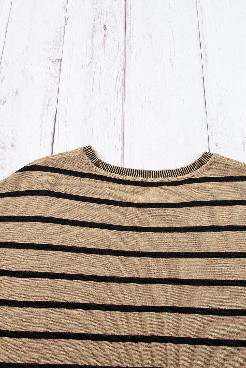 Khaki Stripe Knitted Dolman T Shirt