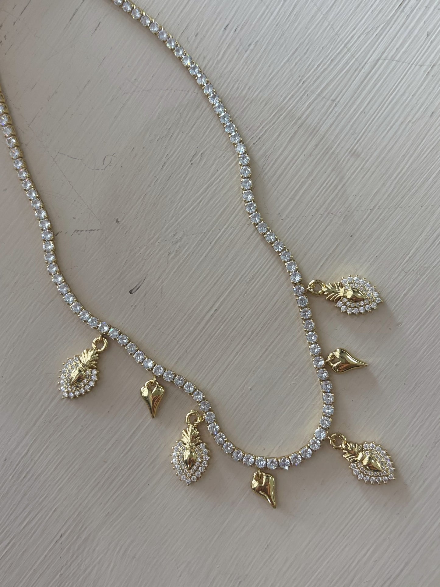 Majesty Rhinestone Tennis Charm Necklace