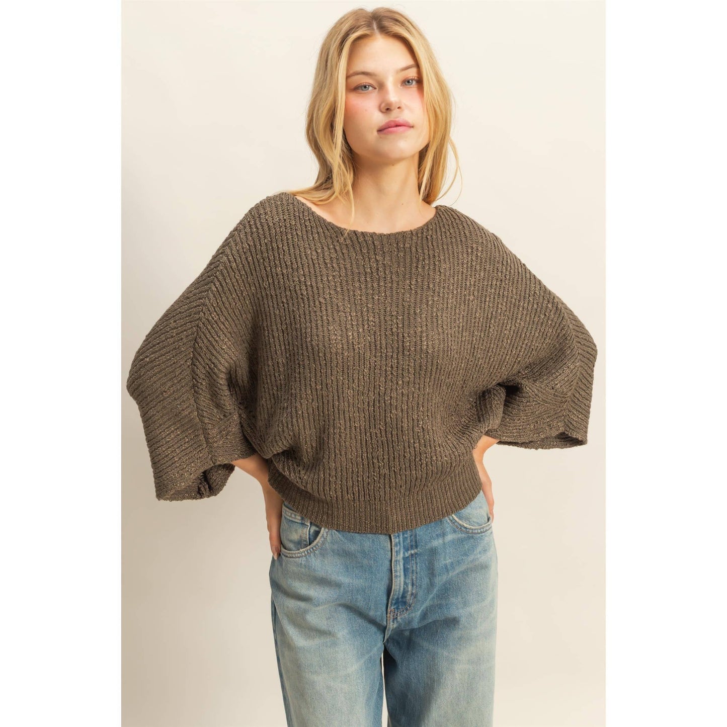 Boat Neck Knit Sweater