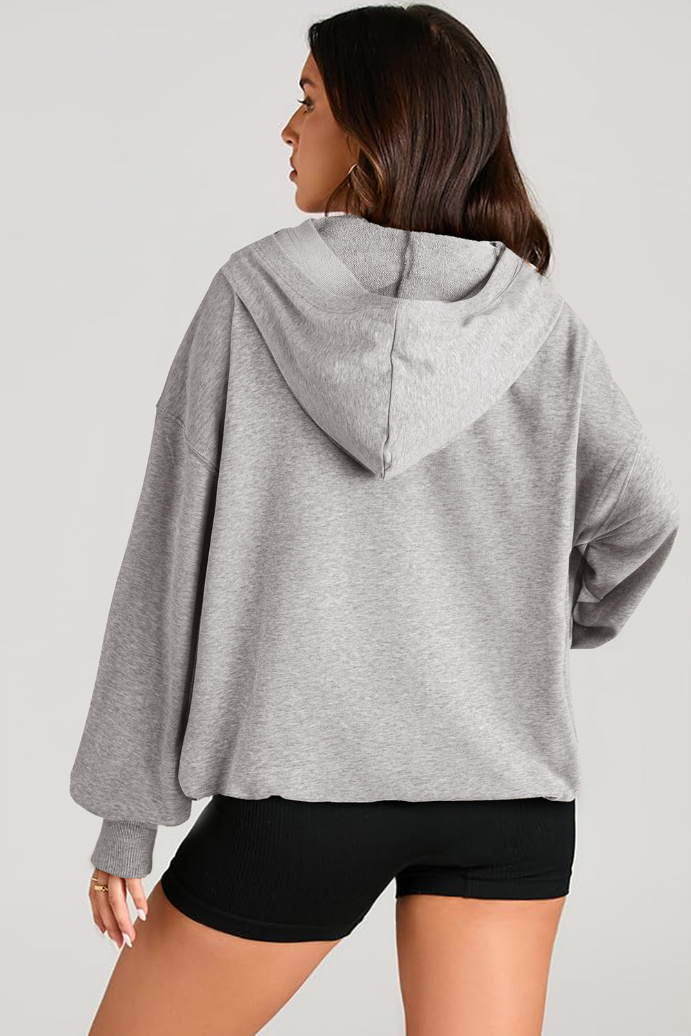 Parchment Kangaroo Pocket Half Zipper Oversized Hoodie