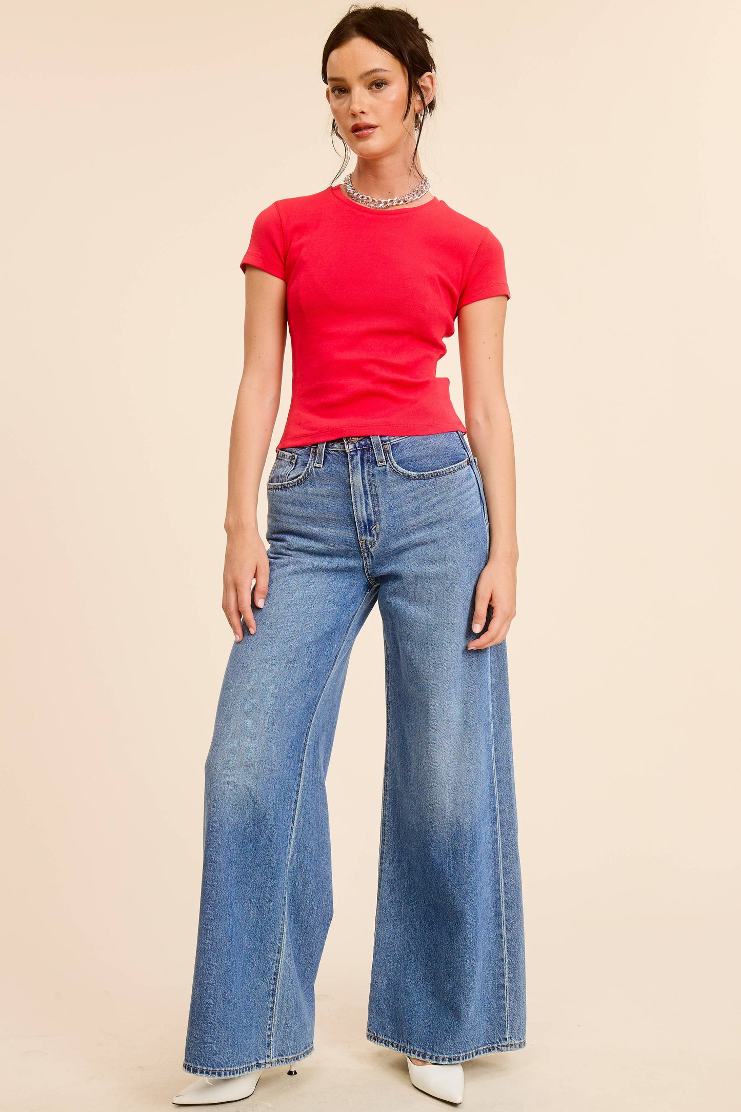 Basic Soft Solid-knit Short Sleeve Baby Tee Top