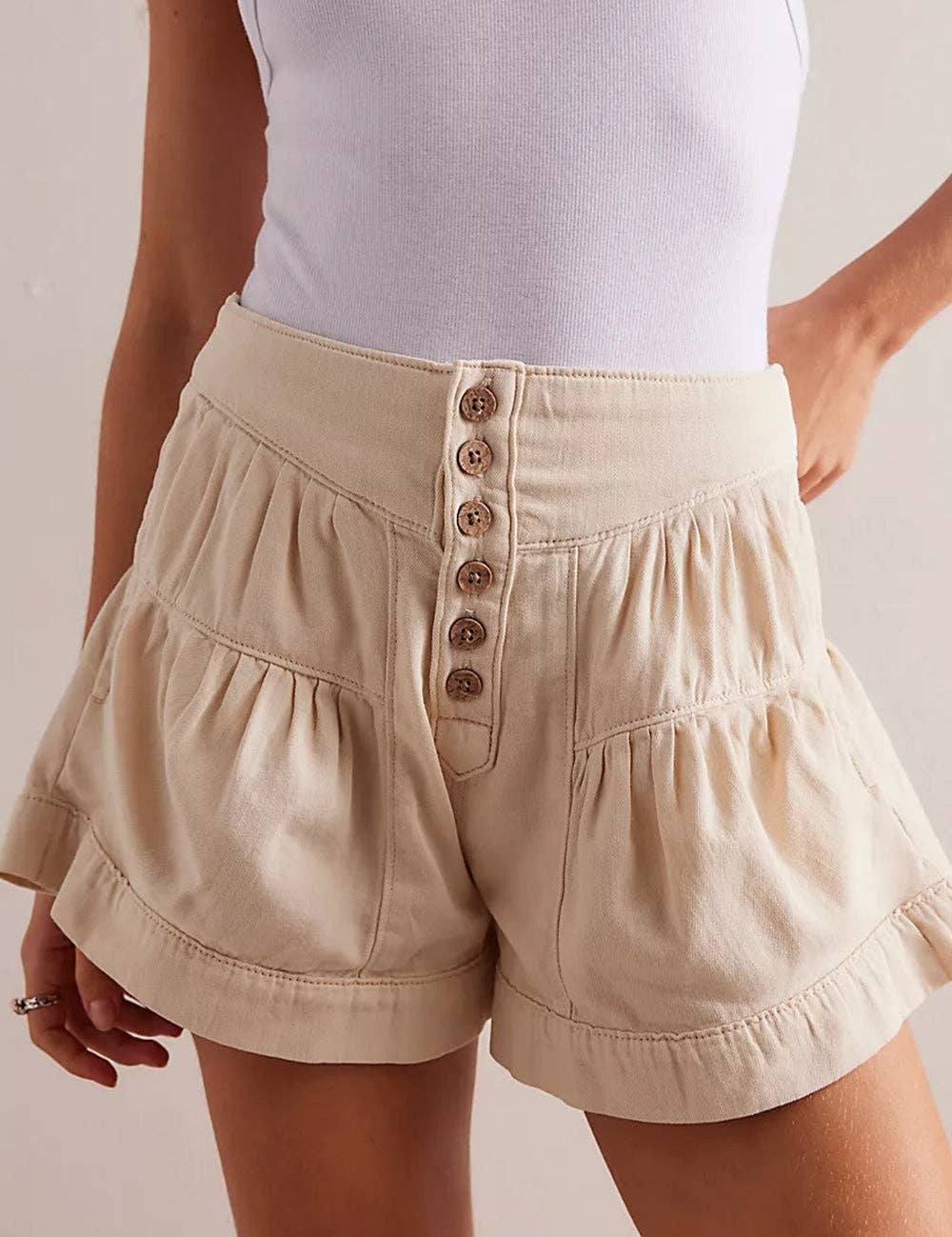 Ladies Solid Color Cotton Denim Shorts SKS408