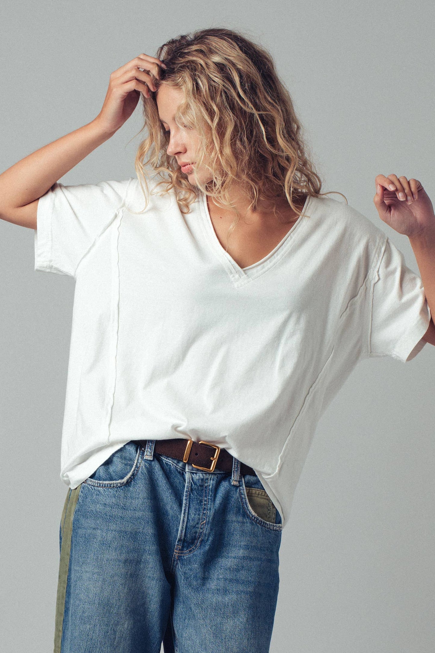 Vintage Wash V-Neck Cotton Tee