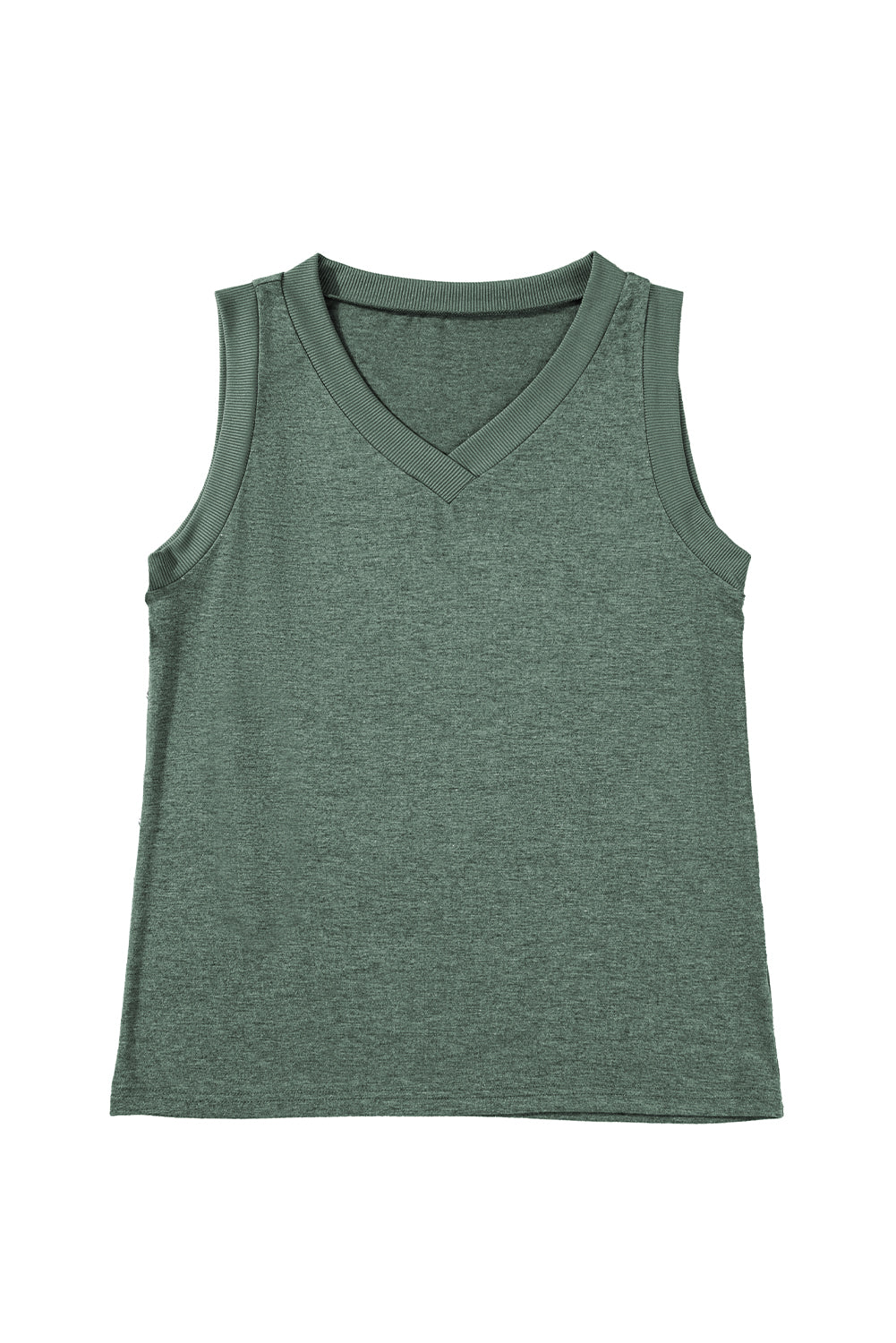 Gray Contrast Trim V-Neck Loose Fit Tank Top