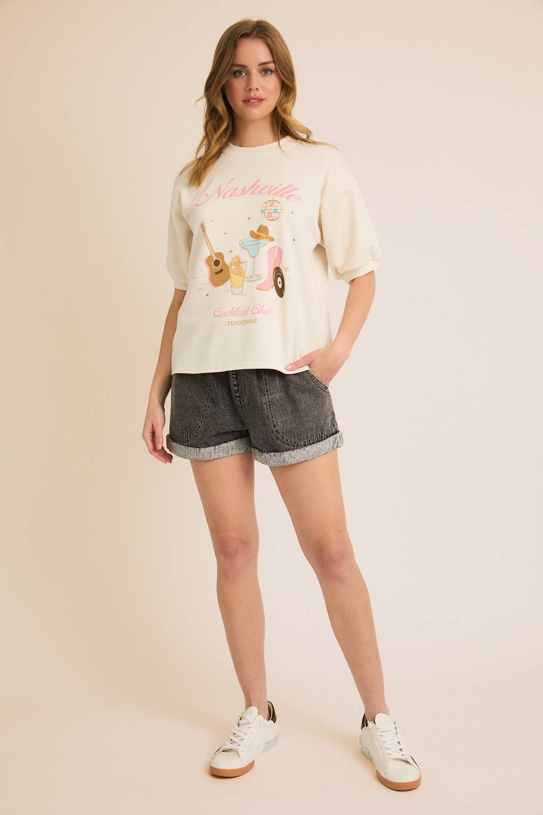 WASHED ROLL UP DENIM SHORTS