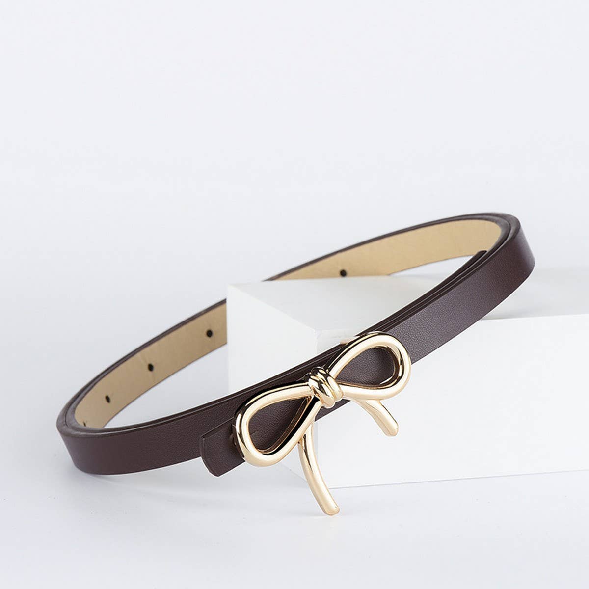 Bow PU Leather Skinny Belt | Elegant Waist Cinche