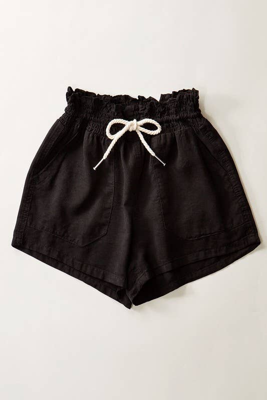 Washed Tencel Rope Drawstring Summer Shorts