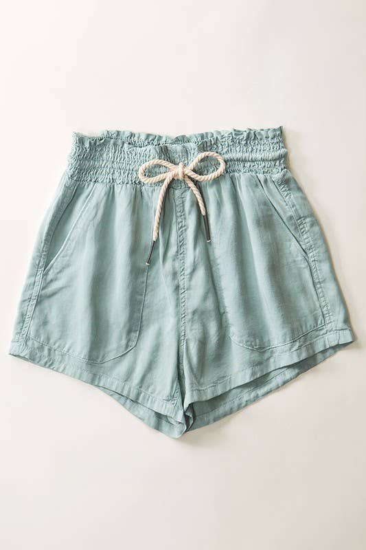Washed Tencel Rope Drawstring Summer Shorts