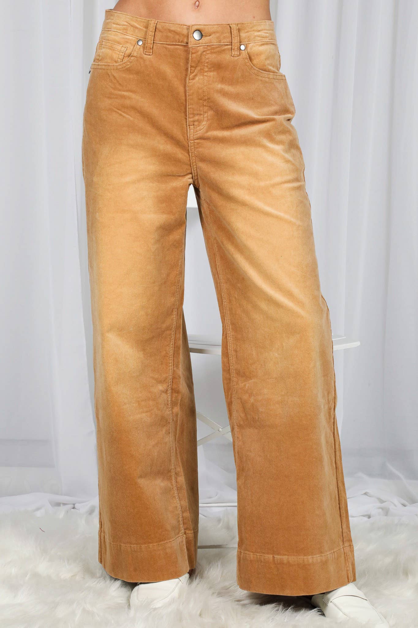 Stone Washed Cotton Corduroy Cropped Pants VP83141