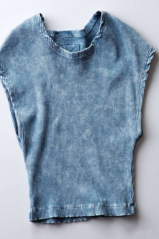 Ribbed Knit Crop Short Sleeve Fitted Casual Spring Top