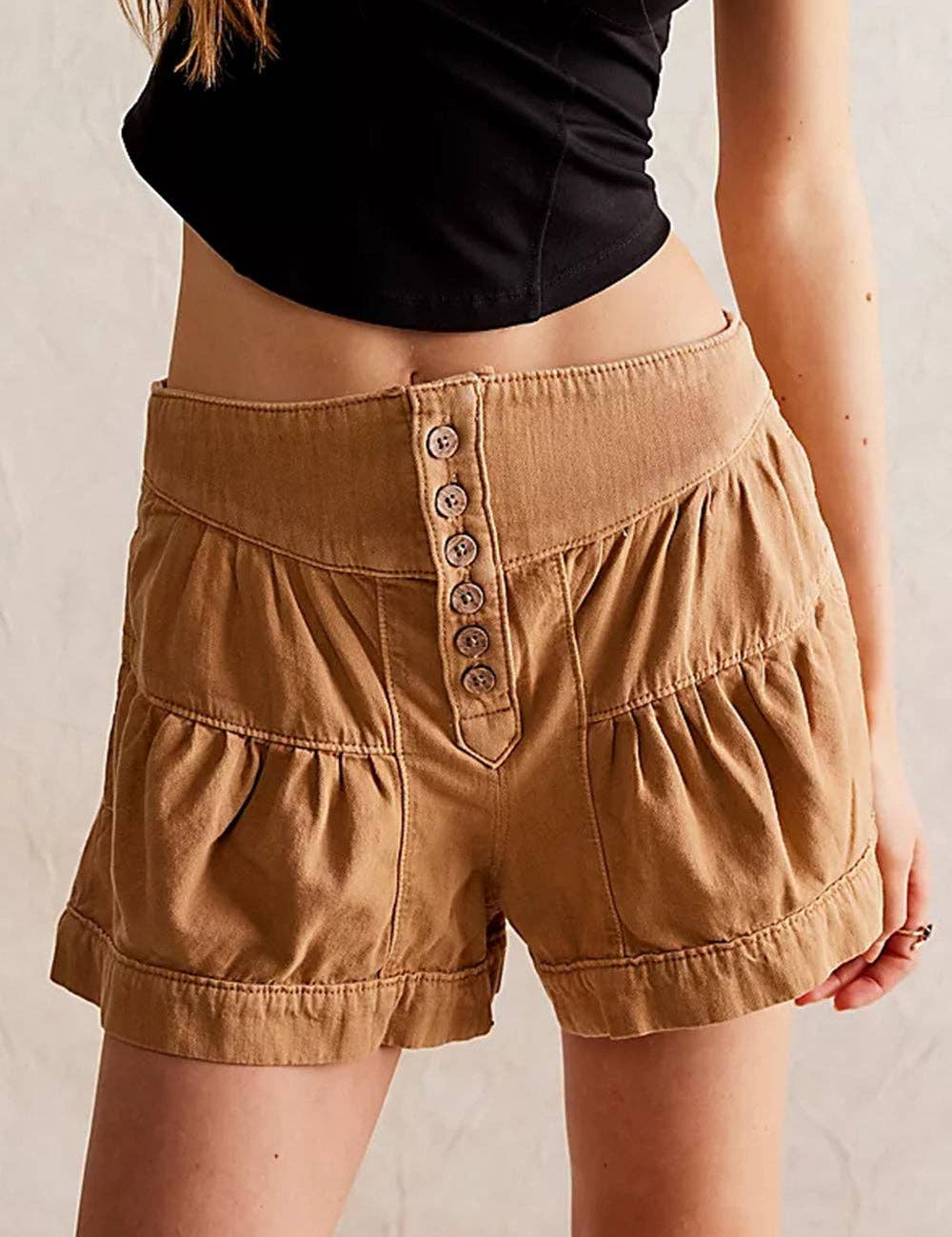 Ladies Solid Color Cotton Denim Shorts SKS408