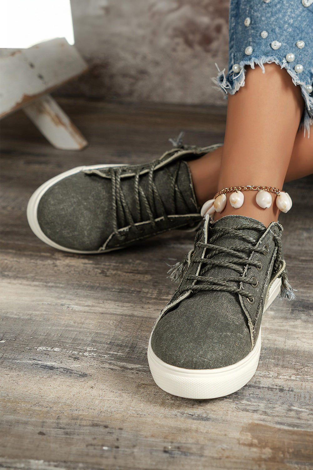 Parchment Criss Cross Slip On Canvas Sneakers