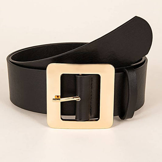 SQUARE PIN BUCKLE PU LEATHER BELT