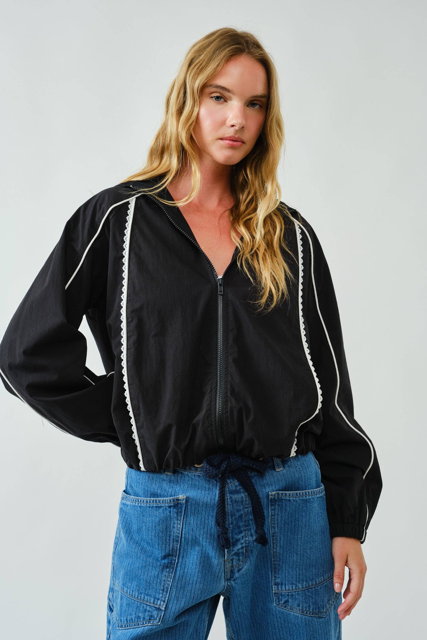 LACE TRIM ACTIVE RAINCOAT JACKET