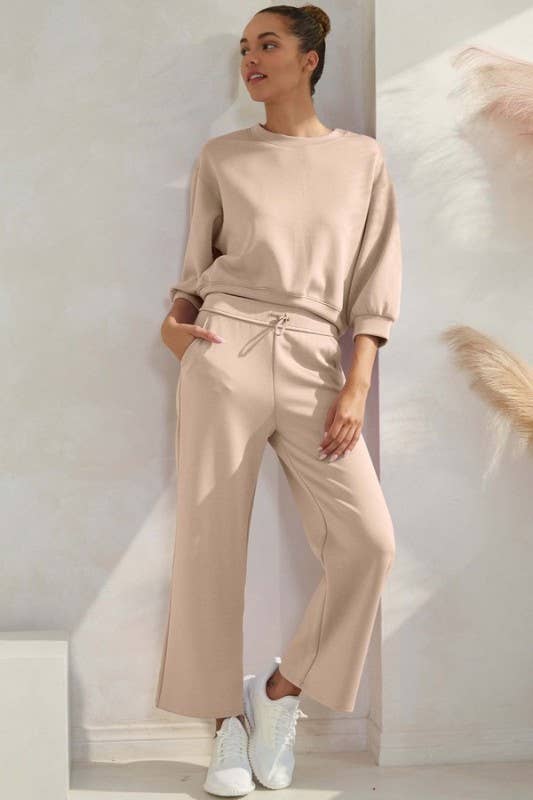 Ultracomfy Cropped Sweatshirt & Pant Matching Set