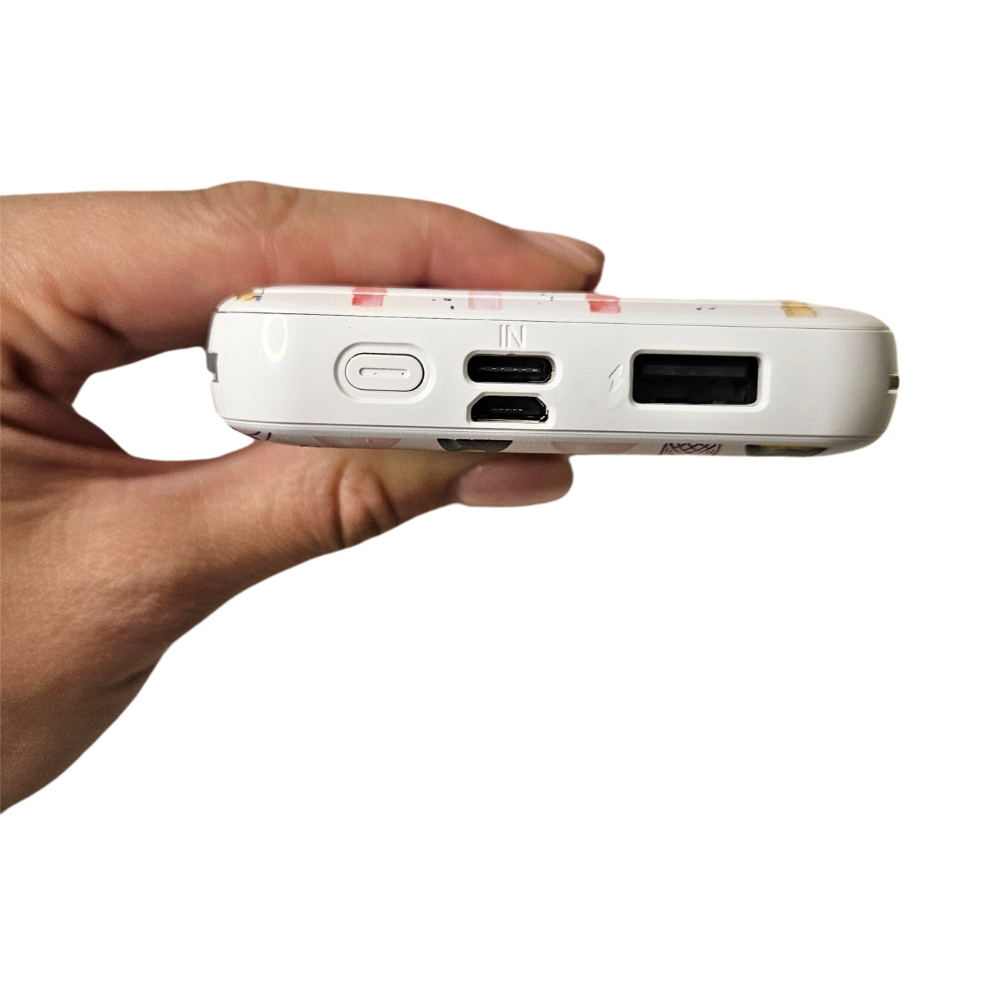 8,000mAh Portable Charger with Built-In Cables – Champagne