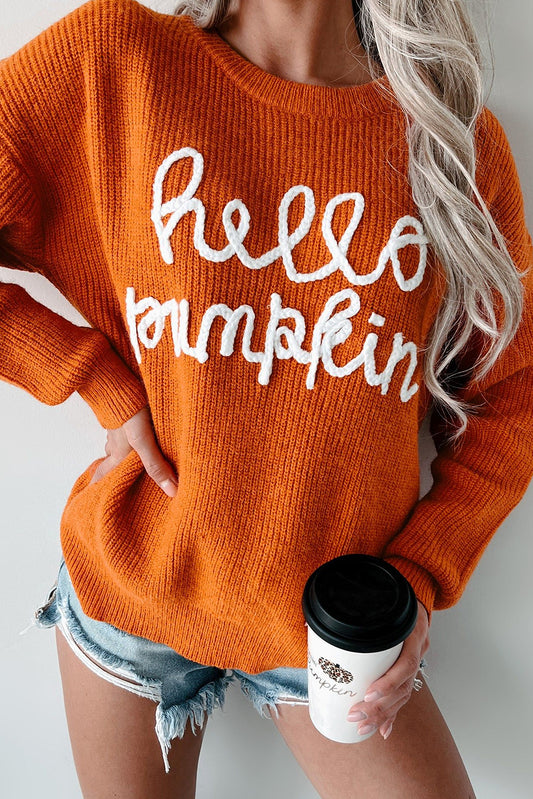 Flamingo Hello Pumpkin Graphic Sweater