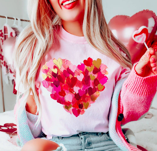 Watercolor Brushstroke Heart Graphic Tee Valentine’s Day 
