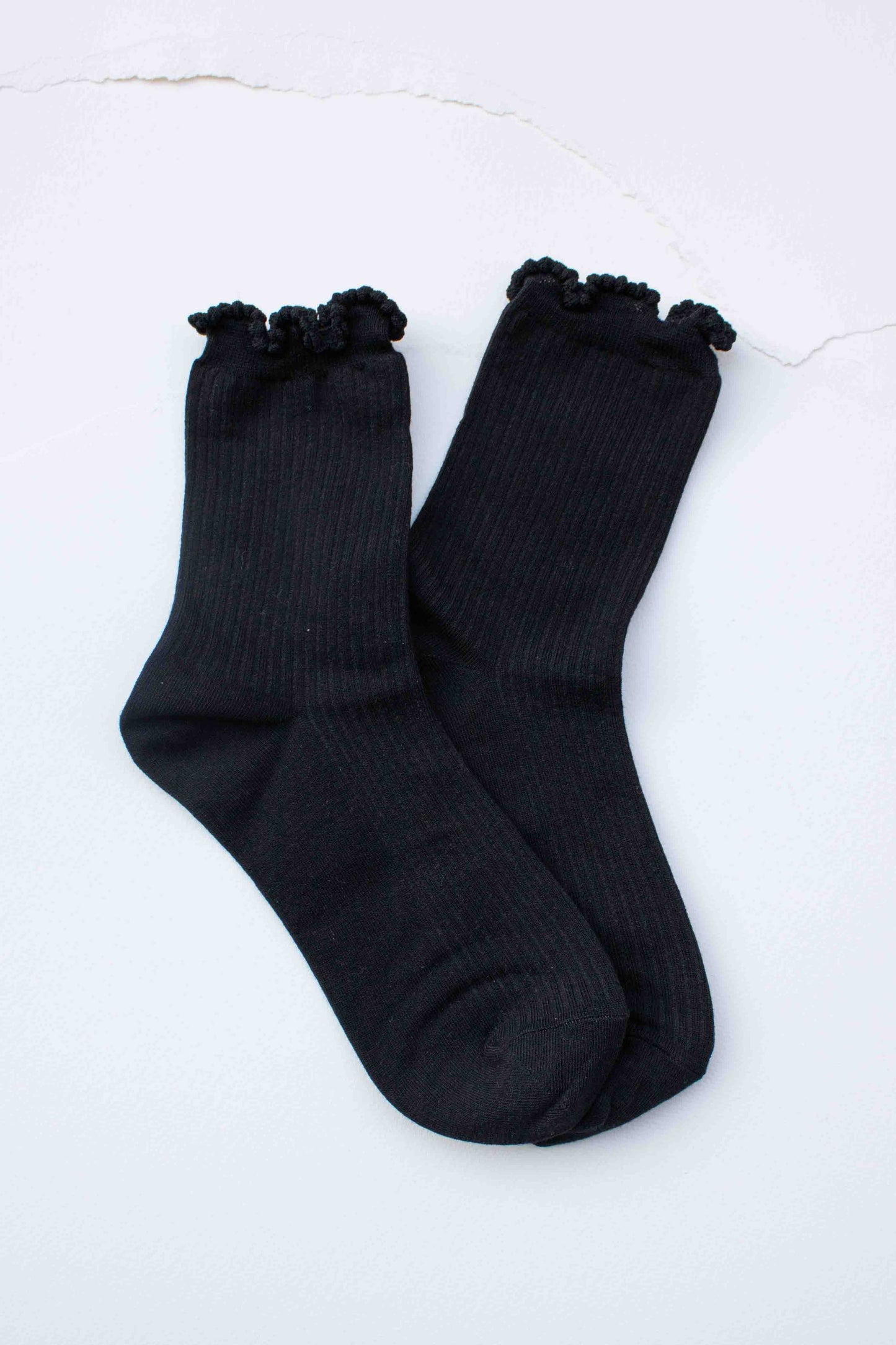 Ruffle Edge Cotton Blend Socks