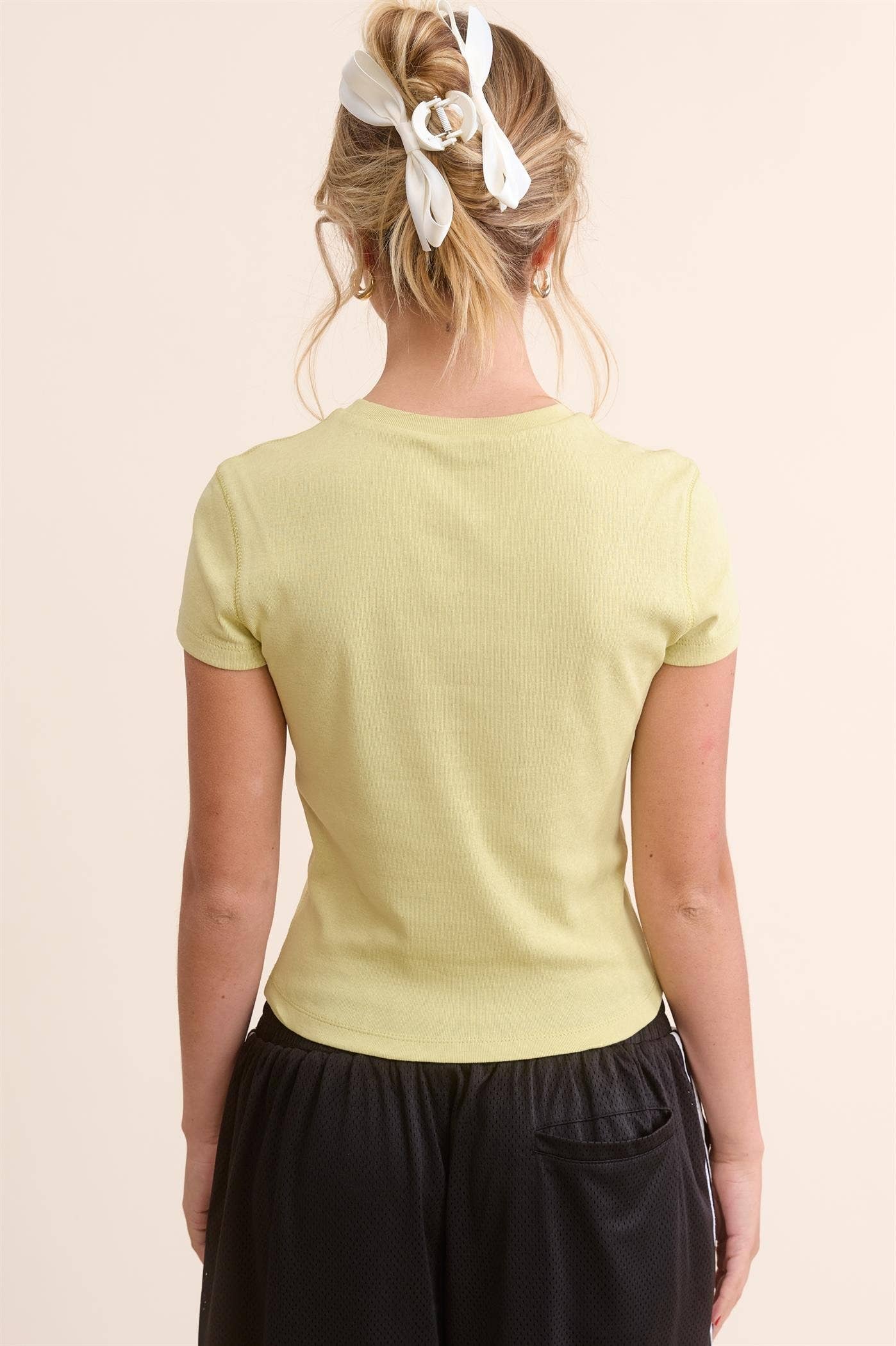 Basic Soft Solid-knit Short Sleeve Baby Tee Top