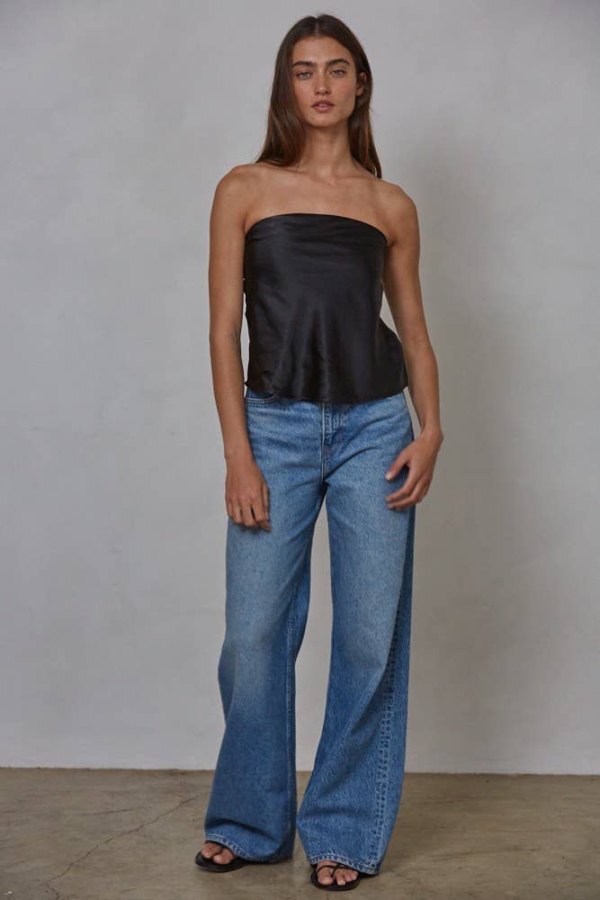 Polyester Spandex Satin Tube Top