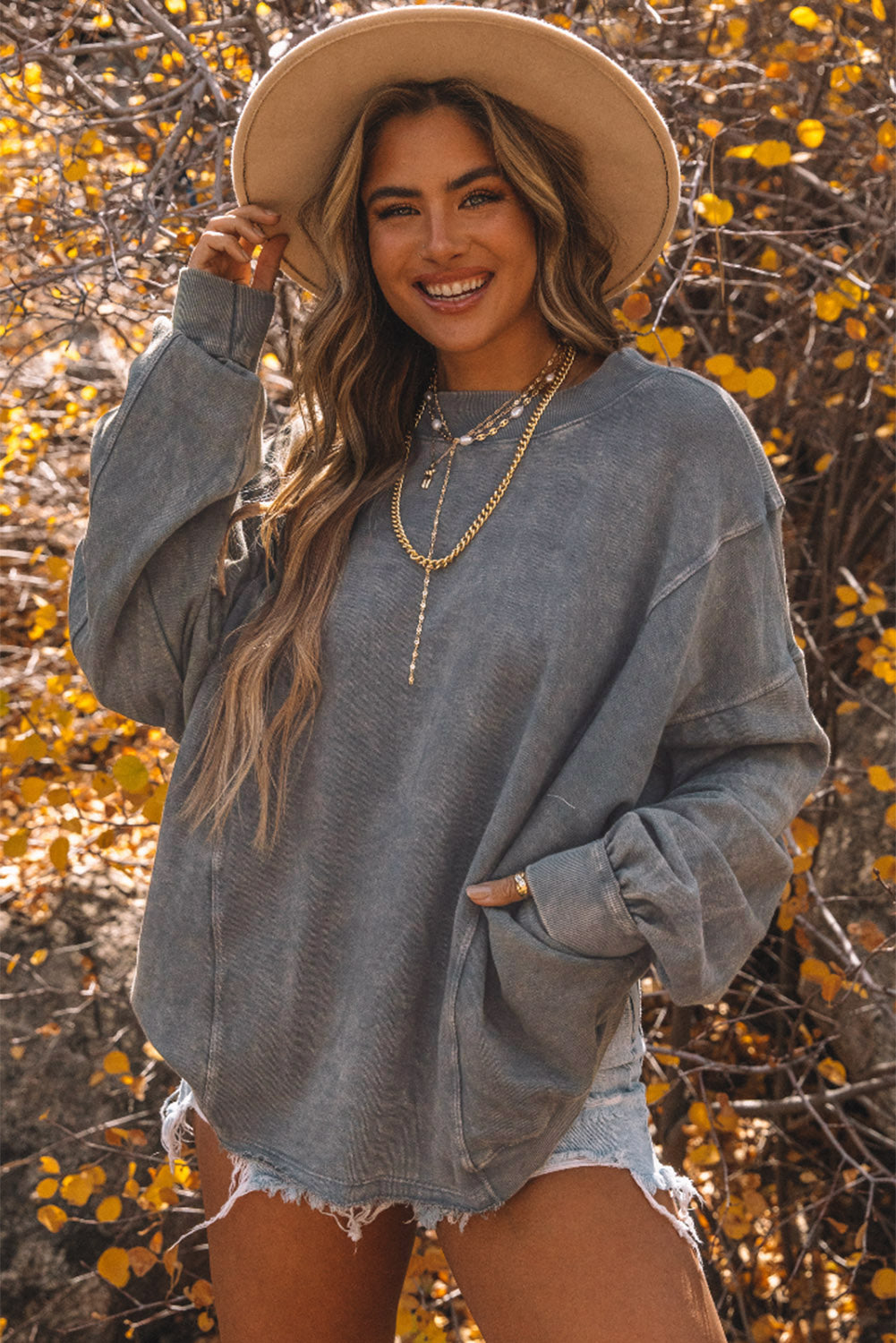 Gray Twist Butterfly Oversized Sweatshirt