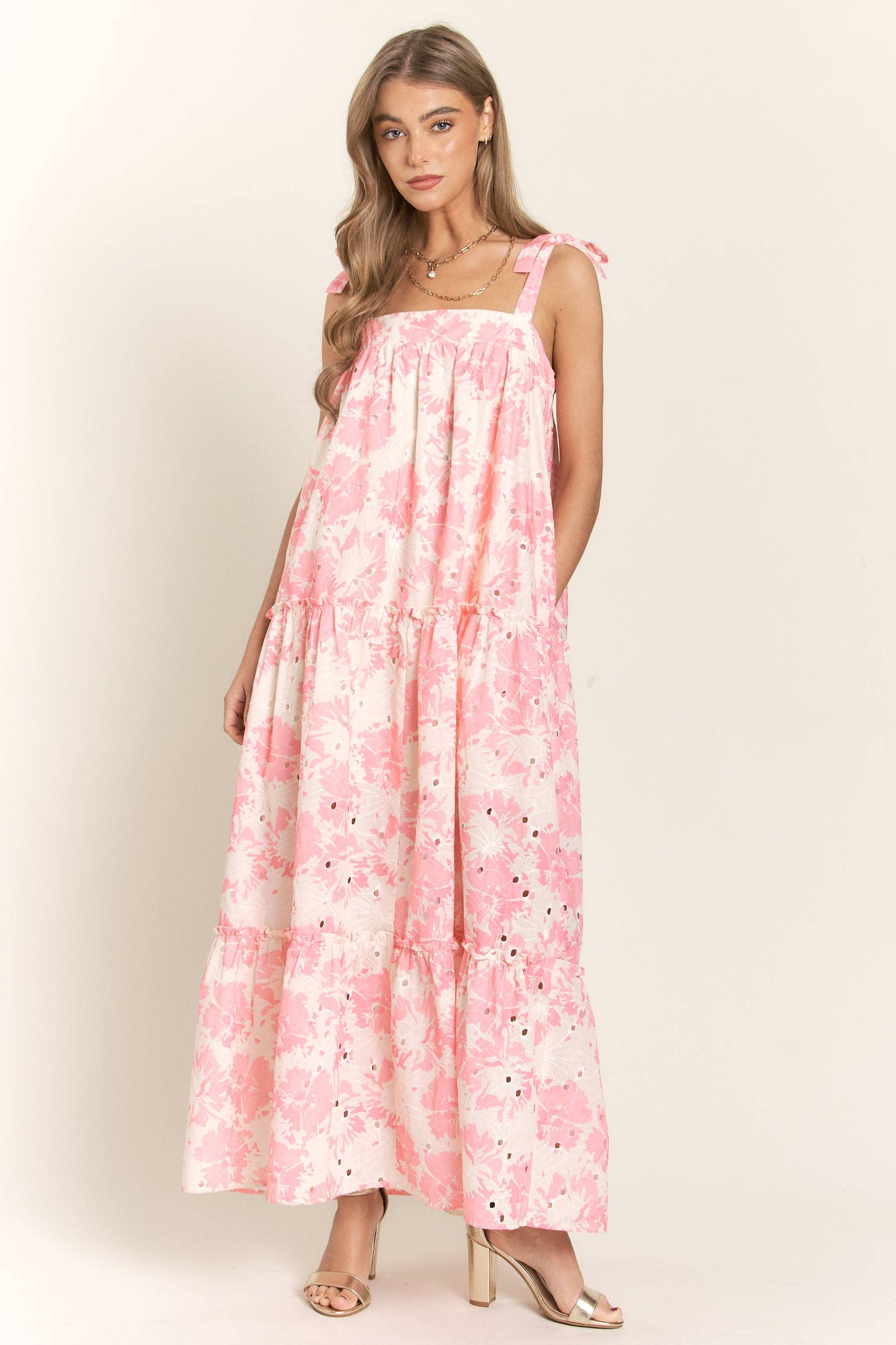 Floral Bandeau Maxi Dress With Tie Straps