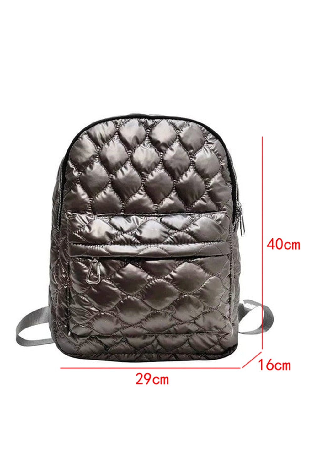 Silvery Solid Color Quilted Zipped Backpack