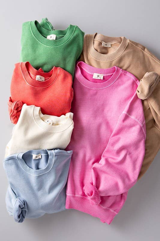 Crew Neck Comfort Washed  Sweatshirt