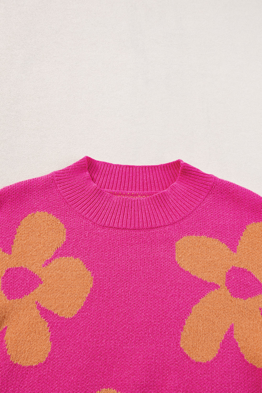 Rose 60s Vintage Flower Pattern Long Sleeve Sweater