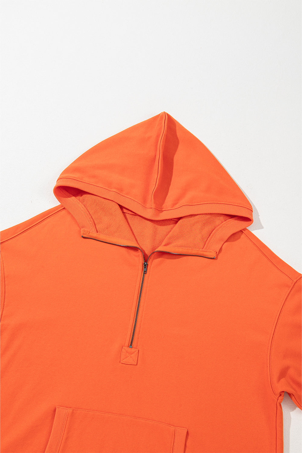 Parchment Kangaroo Pocket Half Zipper Oversized Hoodie