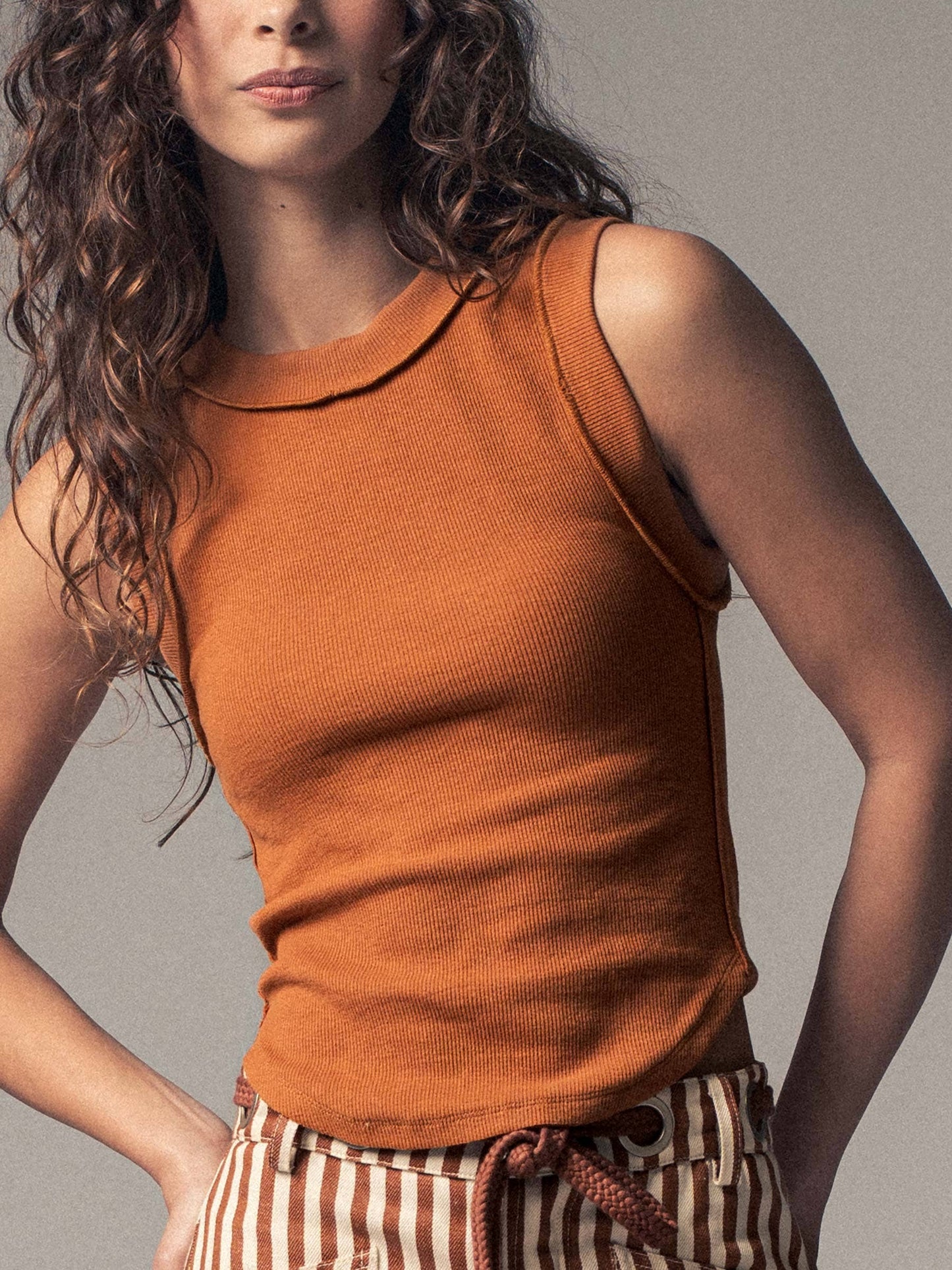 Ribbed Slim Fit Sleeveless Tank Top