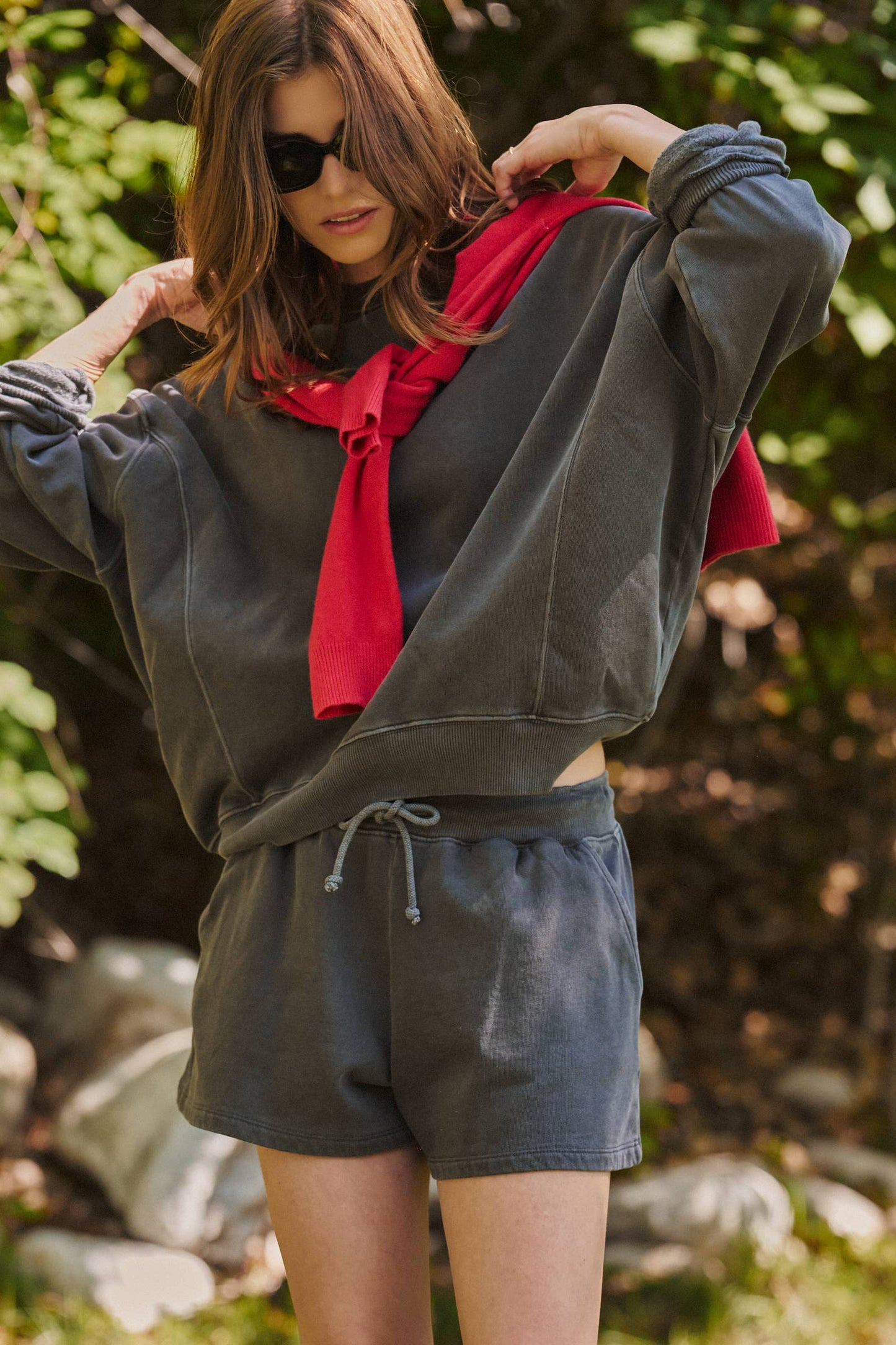 Crew Neck Comfort Washed  Sweatshirt