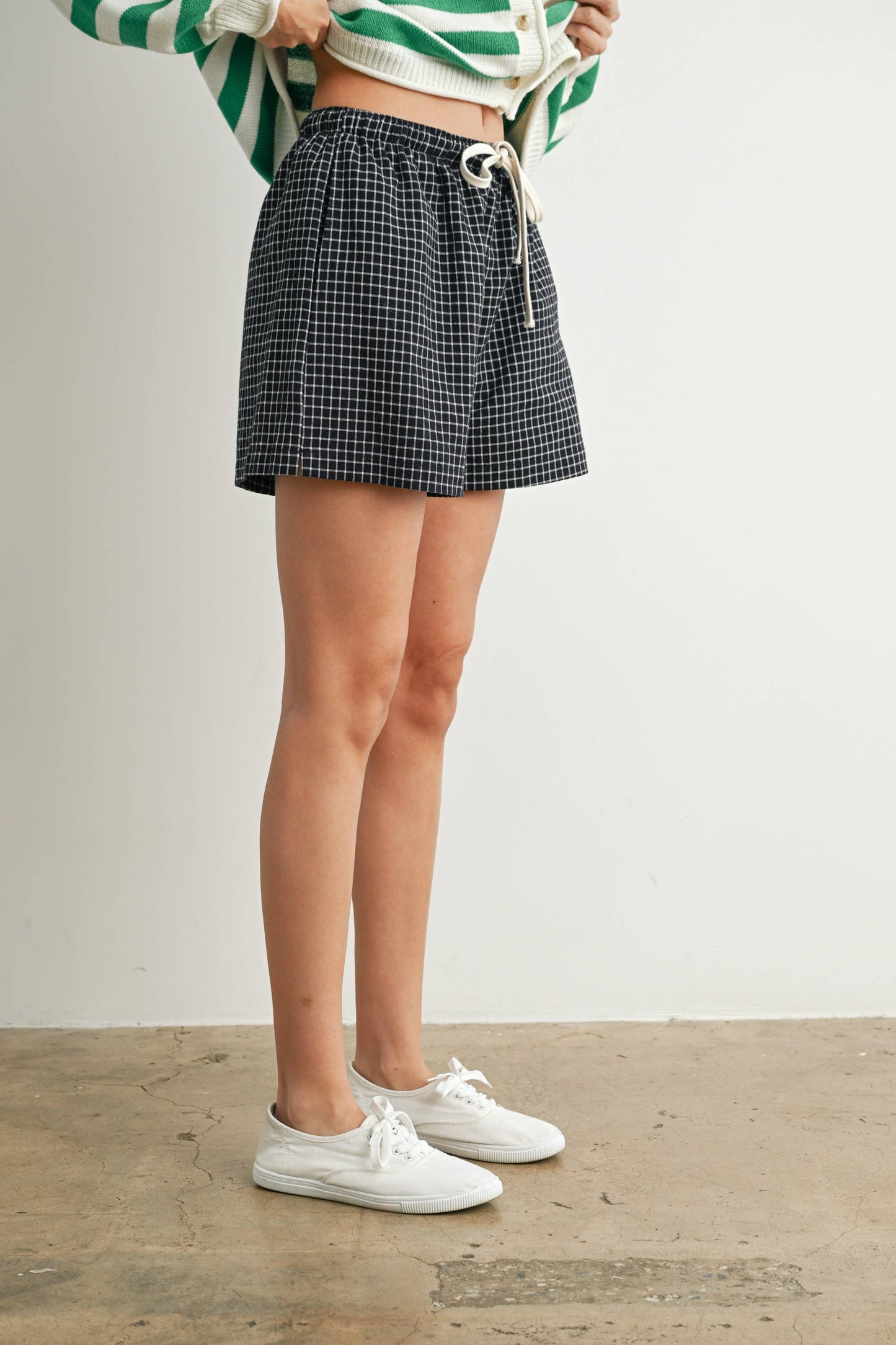 ELASTIC DRAWSTRING CHECK BOXER SHORTS - BMP7450