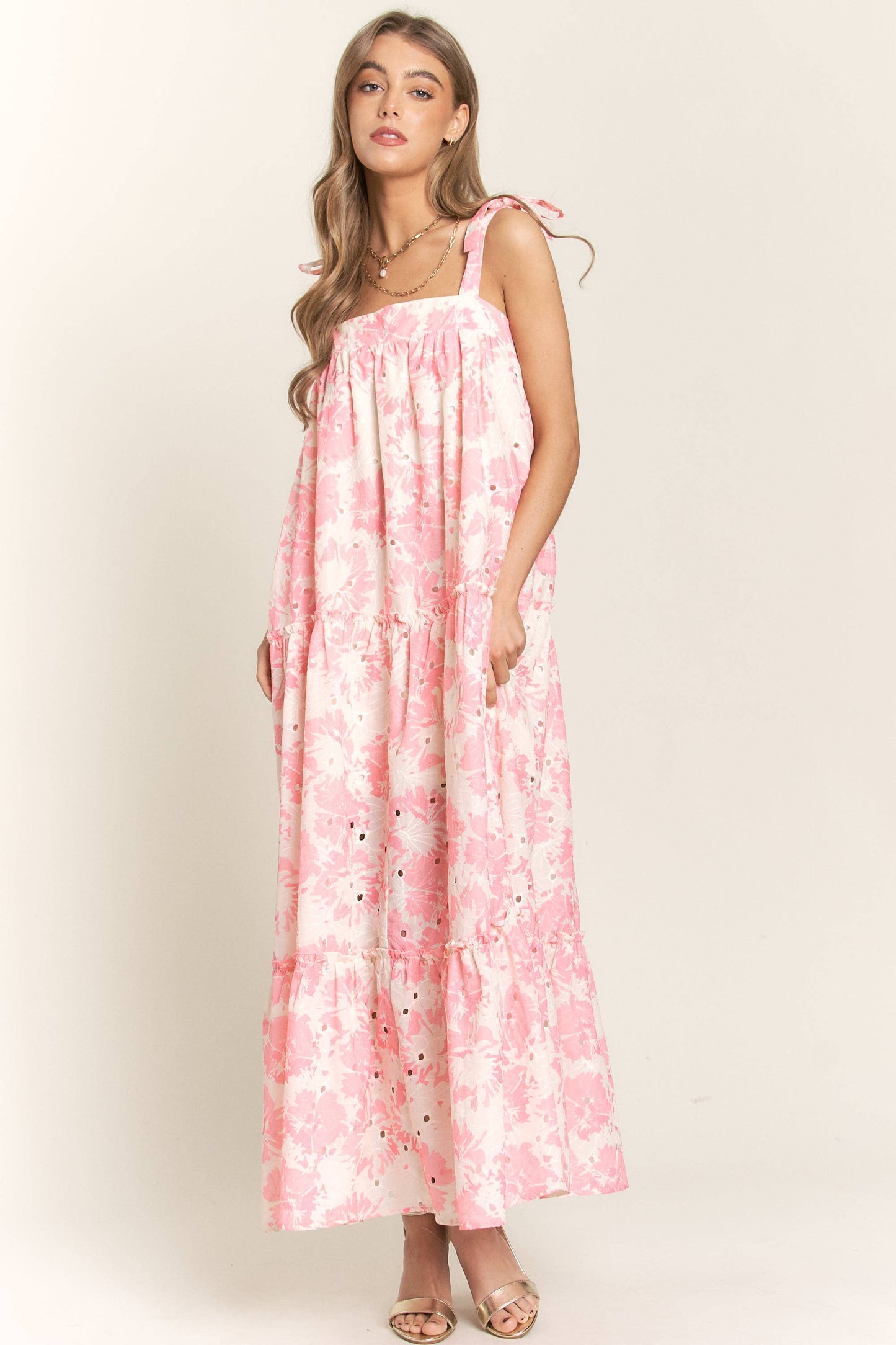 Floral Bandeau Maxi Dress With Tie Straps