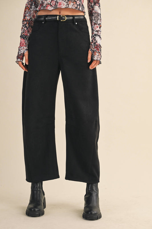 SUEDE BARREL PANTS