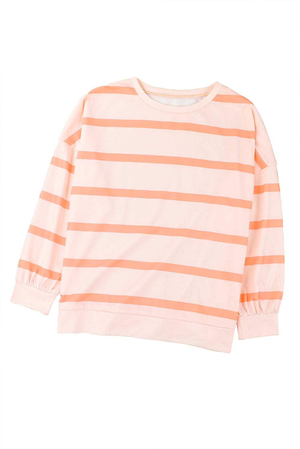 Orange Striped Print Drop Shoulder Pullover Sweatshirt