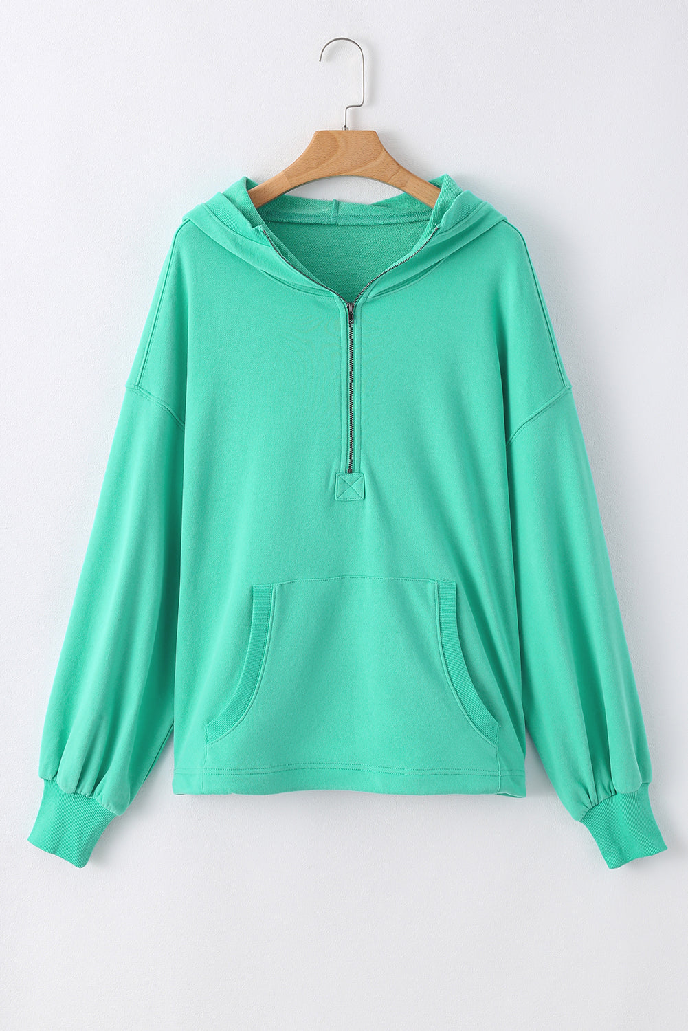 Parchment Kangaroo Pocket Half Zipper Oversized Hoodie