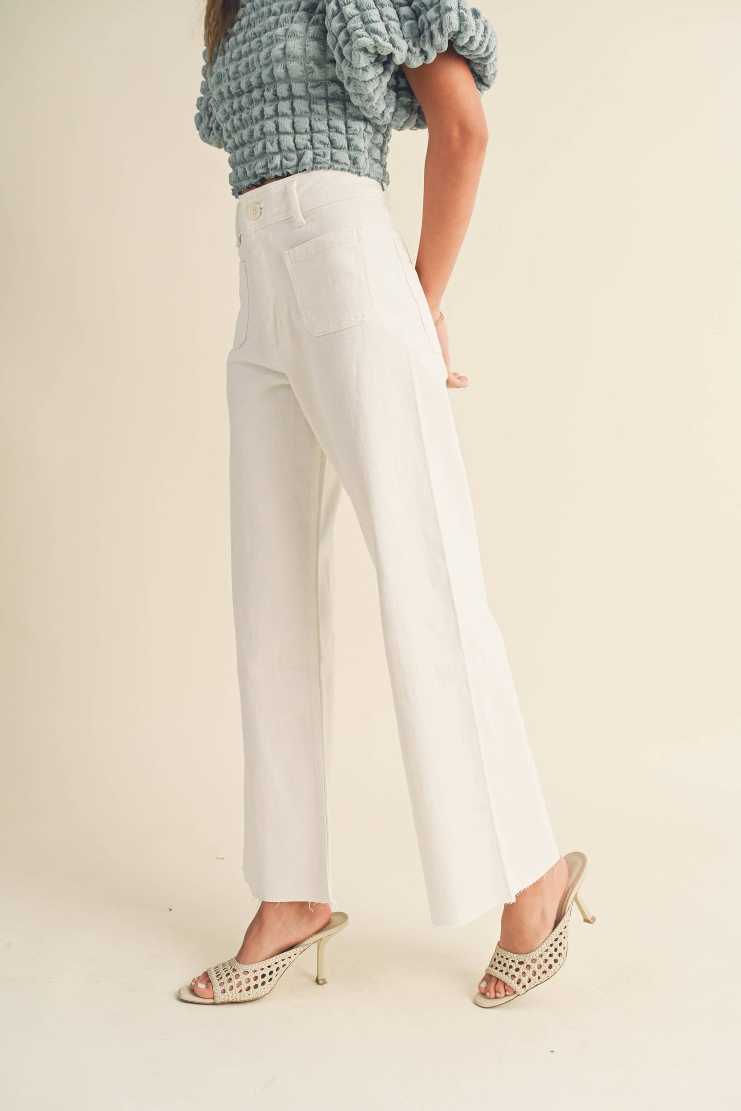 MMP1913   STRAIGHT WIDE LEG PANTS WITH FRONT POCKET