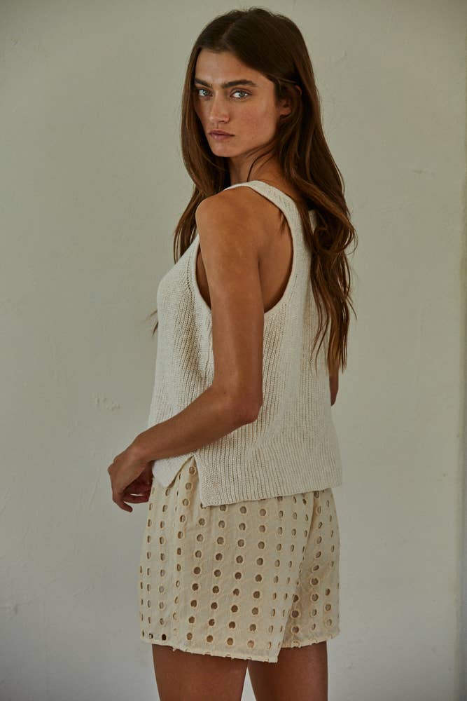 Knit Sweater Cotton V-Neck Sleeveless Tank Top
