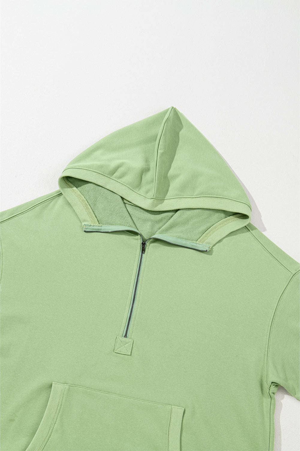 Parchment Kangaroo Pocket Half Zipper Oversized Hoodie