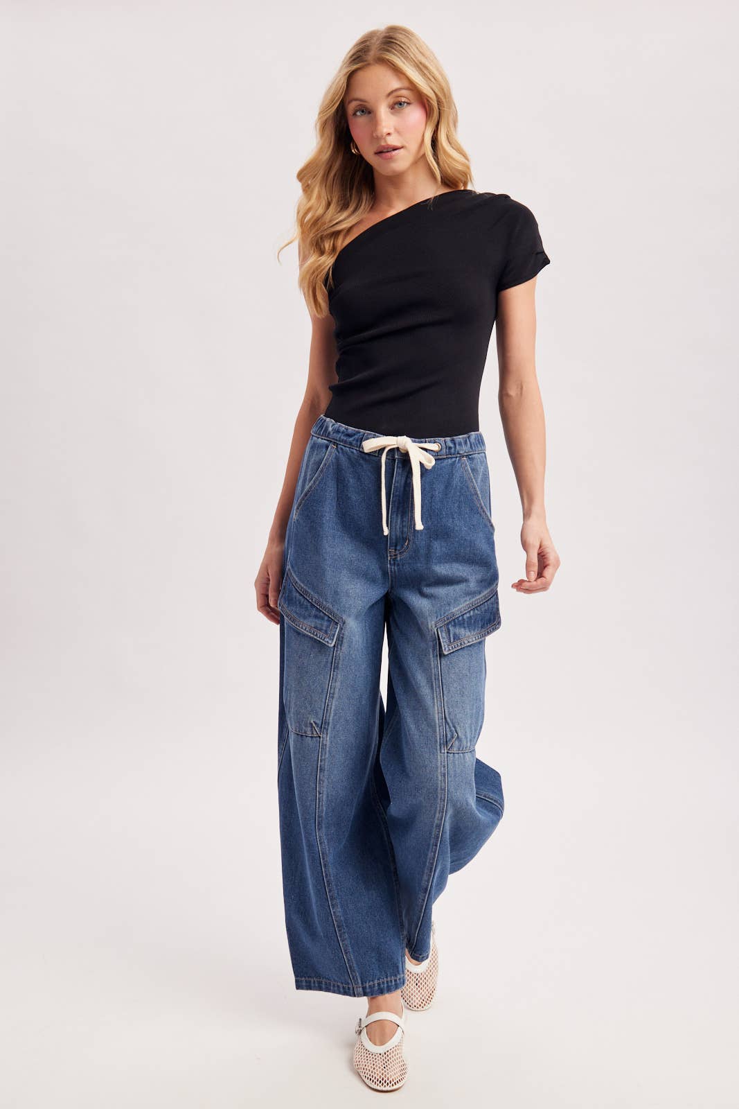 DRAPED KNIT ASYMMETRIC ONE SHOULDER KNIT TOP