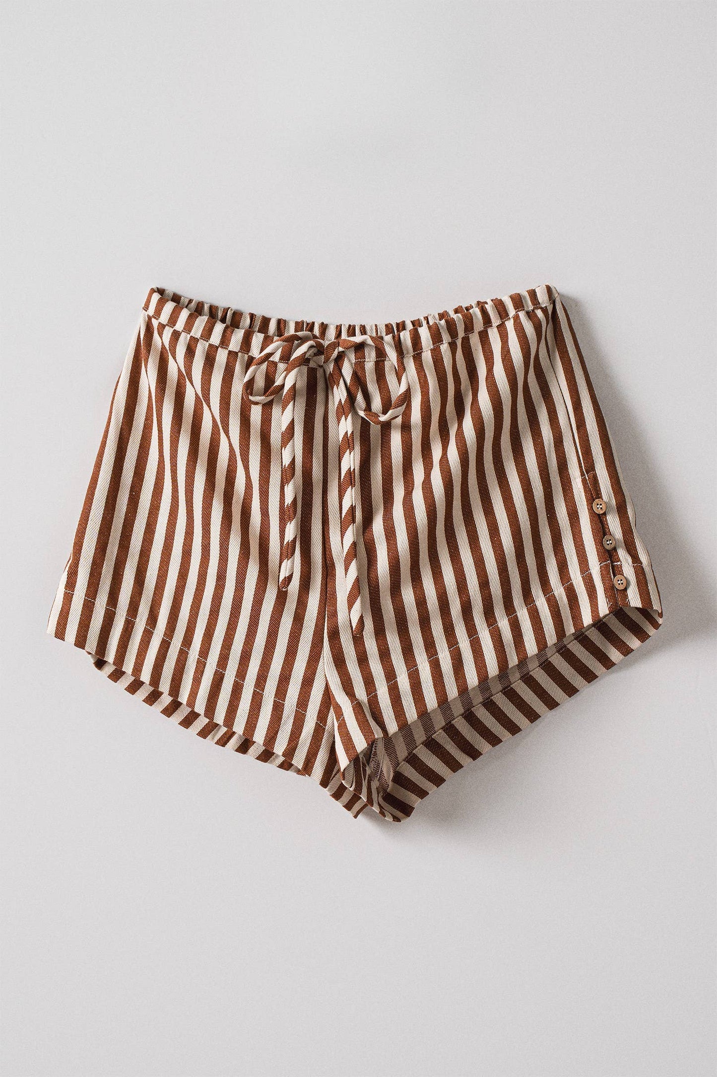 Retro Striped Side-Button Lounge Shorts